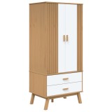 Cumpara ieftin Sifonier "OLDEN", alb/maro, 76,5x53x172 cm, lemn masiv pin