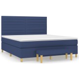 Cumpara ieftin Pat continental cu saltea, albastru, 160x200cm, material textil