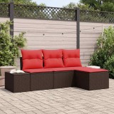 vidaXL Set de canapea cu pernă 4 pcs Maro Poli Rattan 3347014