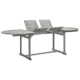 Masă grădină extensibilă vidaXL, lemn masiv acacia gri, 160-240 cm, blat ajustabil, exterior