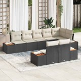 Cumpara ieftin Set de canapele pentru grădină cu pernă 8 pcs Negru Rattan poli