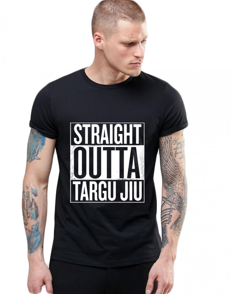 Tricou negru barbati - Straight Outta Targu Jiu - L, THEICONIC | Okazii.ro