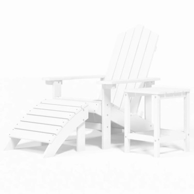 Scaun de gradina Adirondack cu masa si taburet, alb, HDPE foto