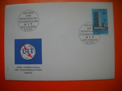 HOPCT PLIC FDC S NR 455 ANUL INTERNATIONAL AL COMUNICATIILOR ELVETIA 1973 foto
