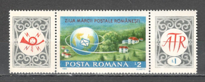 Romania.1989 Ziua marcii postale-cu vigneta ZR.840