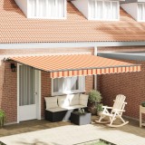 vidaXL Marchiză Retractabilă Manuală Galbenă și Portocalie 400x300 cm