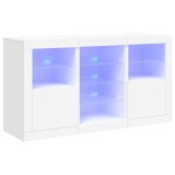 Servanta cu lumini LED, alb, 123x37x67 cm