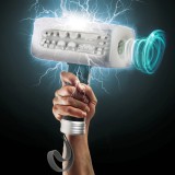 Masturbator Thunder Stroker Thors Hammer, Sucking&amp;Vibrating, TPE, USB, Alb/Negru, 23.1 cm