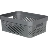 Cutie depozitare Curver Infinity Recycled, plastic reciclat, manere, 11 L, gri, 35.6 x 26.6 x 13.6 cm
