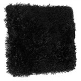 Pernă Decorativă, Shaggy, Imitatie Blană, Fermoar, Dimensiuni 51x51cm, Negru, Oem