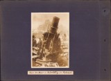 PM92 Lot de 2 poze, frontul italian, Primul Război Mondial: mortier austro-ungar calibru 350 mm la Pustertal și explozia unui proiectil