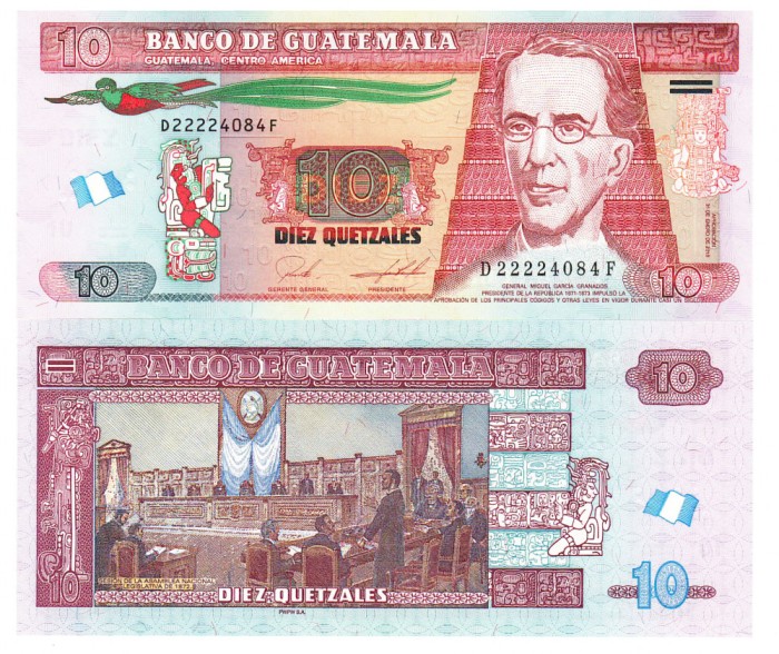 Guatemala 10 Quetzales 2018-2022 P-123A UNC