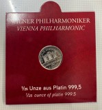 Moneda Platina Austria 4 Euro 2025 Vienna Philharmonic 1/25 oz, 999.5, BU, Investitie