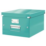 Cutie depozitare carton laminat pliabila cu capac 280 x 200 x 370 mm Leitz WOW Click&amp;Store turcoaz