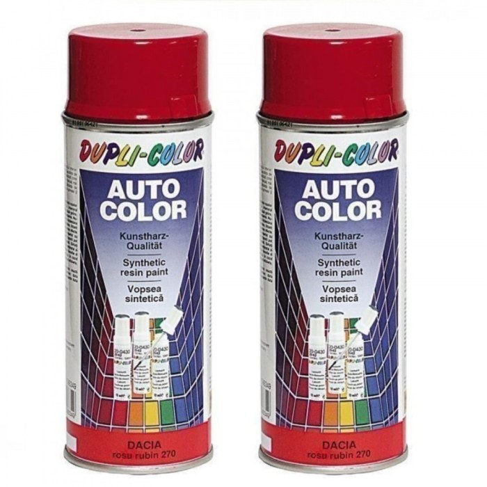 Pachet 2 x Vopsea Spray Auto Dacia Rosu 270 Dupli-Color 350 ml