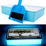 Cutie senzoriala luminoasa pentru desenat in nisip, pentru adulti si copii, lumini LED alimentate cu USB, 39x26.5x8 cm