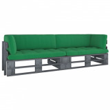 Canapea din paleti cu 2 locuri, cu perne, gri, lemn pin tratat GartenMobel Dekor, vidaXL