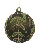 Set 12 globuri brad Craciun sticla verde aurie Sprig &Oslash; 8 cm