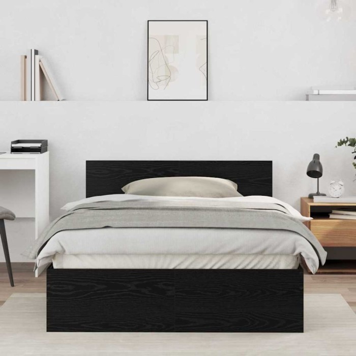 vidaXL Cadru de Pat Stejar Negru 120 x 190 cm Lemn compozit