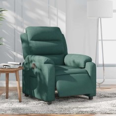 vidaXL Fotoliu rabatabil electric, verde &icirc;nchis, material textil
