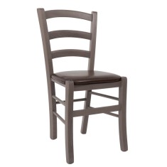 Scaun Paesana - cadru gri - imitatie piele maro - 15611