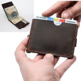 Cumpara ieftin Portofel minimalist din piele naturala, Loki, Maro, lucrat si cusut manual, handmade