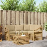 vidaXL Set de canapele de exterior 5 pcs Alb și Bej 59 x 59 x 37 cm 3391813