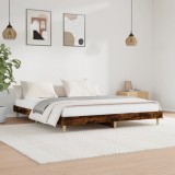 VidaXL Cadru pat fără saltea Stejar afumat 200x200 cm Lemn prelucrat
