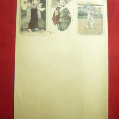 Hartie de scrisoare Japonia cu litografii sfarsit sec.XIX