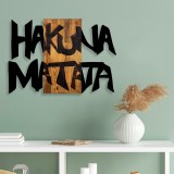 Cumpara ieftin Tablou din lemn si metal Hakuna Negru 77x3x58 cm