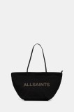 AllSaints geantă din bumbac SERAFINA culoarea negru, W323XC