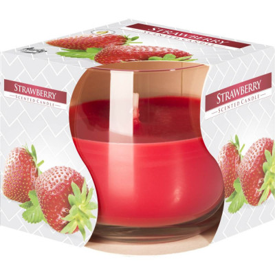 Lumanare Parfumata in Pahar de Sticla Aura Strawberry, Parfum de Capsuni, Lumanari Parfumate, Lumanari in Pahar, Lumanare la Pahar, Lumanare cu Parfum foto