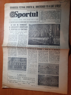 sportul 31 iulie 1981-steaua a castigat cupa la fotbal,UTA a promovat divizia a foto