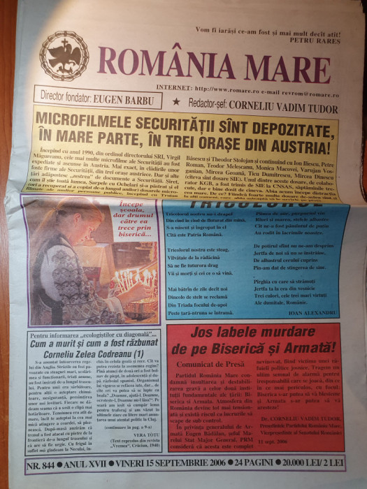 ziarul romania mare 15 septembrie 2006