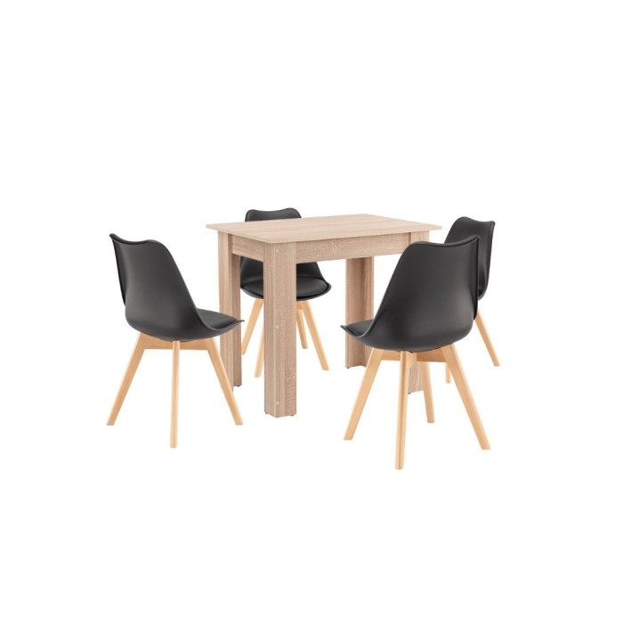 Set de masă Amina 4+1 negru-stejar Sonoma