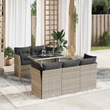 VidaXL Set canapele de grădină cu perne, 6 piese gri deschis poliratan