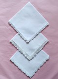Lot de 3 batiste Vintage din bumbac cu margine crosetata manual