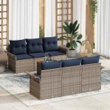 vidaXL Set de canapele pentru grădină 7 pcs Gri și albastru marin 3355945