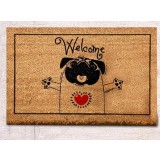 Covoras Intrare Hug Pug, 40x60 cm, din Fibre de Cocos