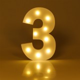 Decoratiune Lemn, Numar 3, LED Alb Cald, 19x2x30cm, Oem