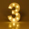 Decoratiune Lemn, Numar 3, LED Alb Cald, 19x2x30cm
