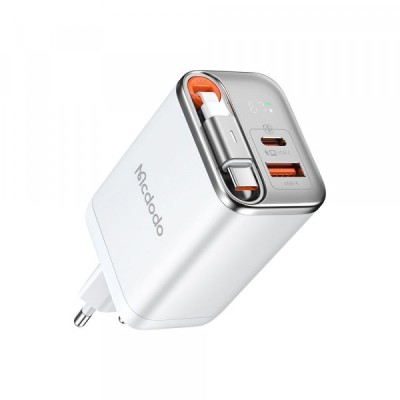 Incarcator Retea Cu Cablu USB-C McDodo CH-4103 FreeGo Display, 67W, 3.35A, 1 x USB-A - 1 x USB-C, Alb foto