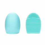 Brush Egg - Accesoriu din silicon pentru curatarea pensulelor de machiaj, Culoarea Albastru, Makeup