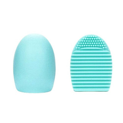 Brush Egg - Accesoriu din silicon pentru curatarea pensulelor de machiaj, Culoarea Albastru foto