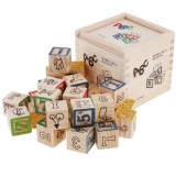 Cuburi din lemn cu litere si cifre copii ABC/123 27 de cuburi CWT