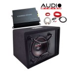 Pachet subwoofer pasiv, Audio System, M 08 EVO BR, bass reflex, difuzor 8", 20 cm, 200 W RMS in 4 ohm si amplificator 2 canale, Audio System, CARBON-1