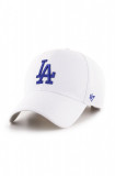 47brand șapcă MLB Los Angeles Dodgers culoarea alb, cu imprimeu B-MVP12WBV-WHC, 47 Brand