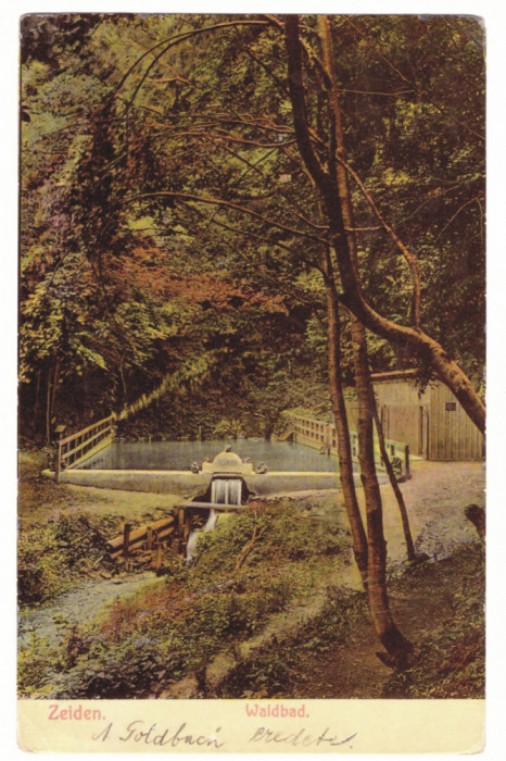 261 - CODLEA, Brasov, Park and Waterfall, Romania - old postcard - used - 1908