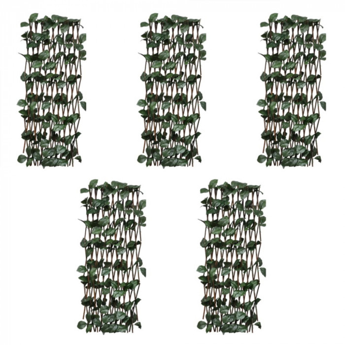 Garduri cu zabrele, frunze artificiale, 5 buc.,180x30cm, salcie GartenMobel Dekor