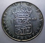 F.473 SUEDIA GUSTAF VI ADOLF 1 KRONA 1961 U ARGINT